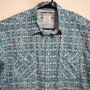 Panhandle Slim Shirt Mens XL Rough Stock  Long Sleeve Pearl Snap White Green